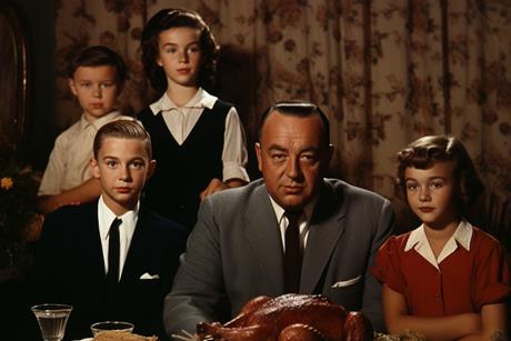 Mid-Century Traditional Thanksgiving Family Portrait