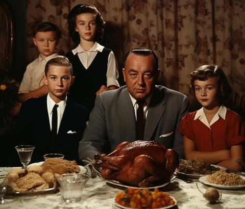 Mid-Century Traditional Thanksgiving Family Portrait
